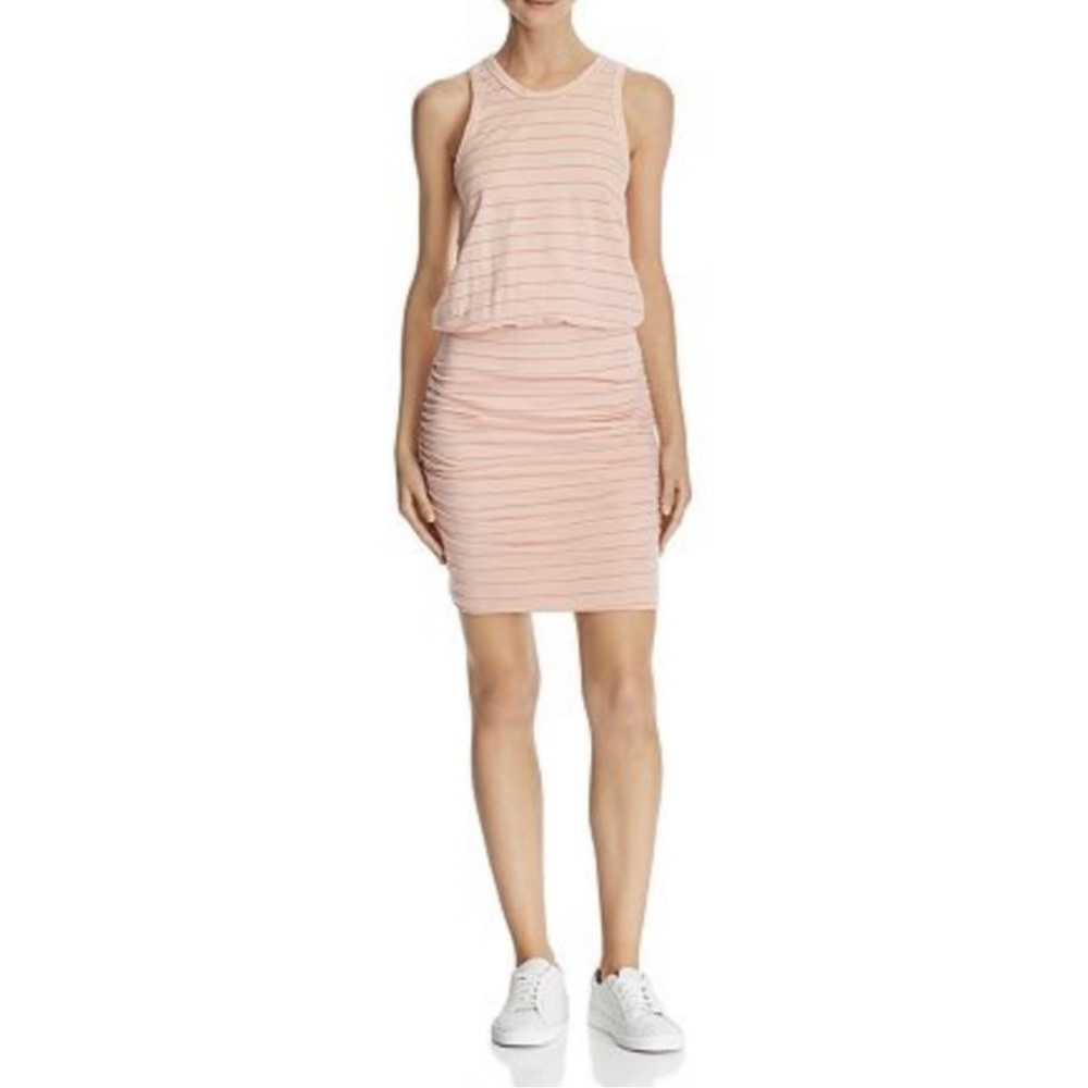 SUNDRY Striped Pink Ruched Racerback Dress - Sz 0
